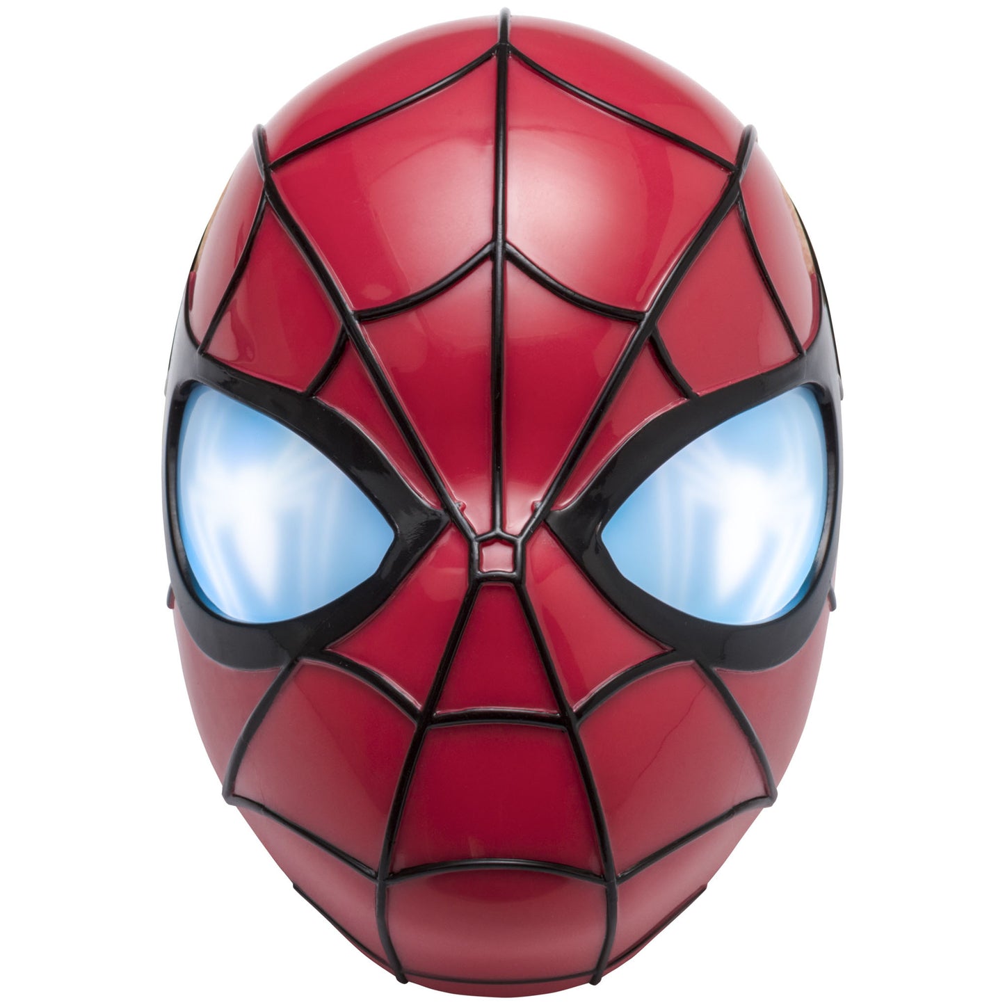 Close-up of the Spider-Man topper showing the web lines and large light-up eyes.