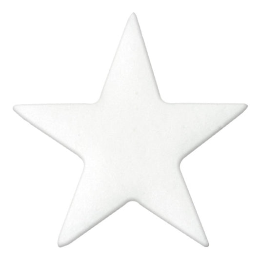 Single white five-point Dec-Ons pressed sugar star decoration with a smooth matte finish shown against a white background.