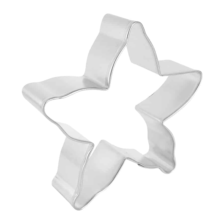 Side-angle view of a starfish cookie cutter, showing its raised edges and sturdy construction for precise cookie shapes.