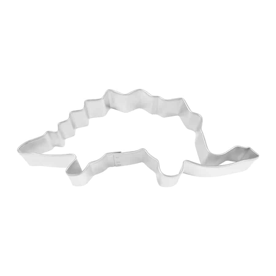 Stegosaurus-shaped cookie cutter, measuring 6 inches long, ideal for creating fun dinosaur-themed cookies.