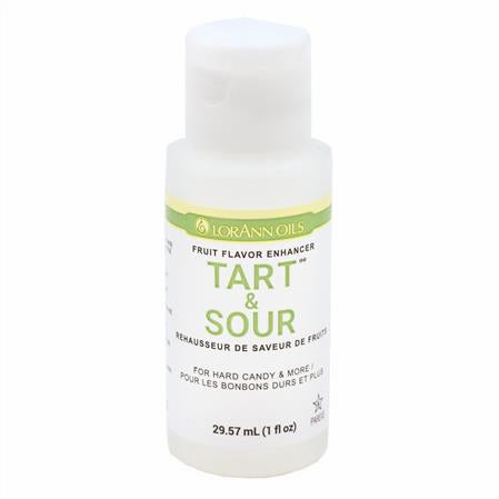 Bottle of LorAnn Oils Tart & Sour flavor enhancer for fruit-flavored candies, 1 fl oz.