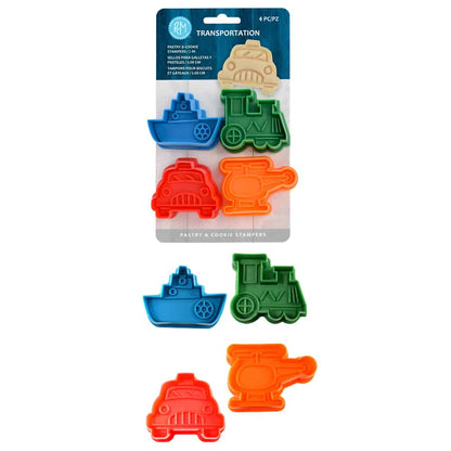 Retail packaging of the Transportation Cookie Stamper Set