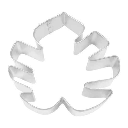 Tropical leaf cookie cutter with a jagged-edge leaf shape, ideal for jungle and beach-themed treats.