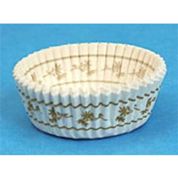 Round 2-inch Danish pastry baking cup with decorative design and fluted sides, designed for baking and serving mini desserts.