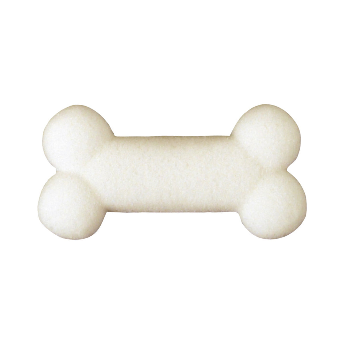 Single white dog bone Dec-Ons® pressed sugar decoration with a smooth, rounded shape shown against a white background.