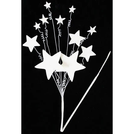 White star cake topper with stars attached to bouncy curlicued wires, ideal for customizing with color for celebration or themed cakes.