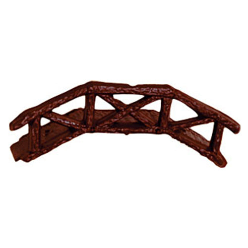 Rustic brown wooden bridge cake topper isolated on a white background.