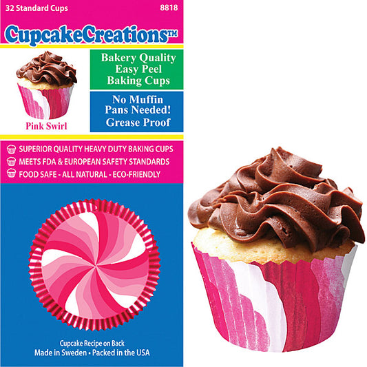 Pink Swirl Paper Baking Cup Standard 32/pkg