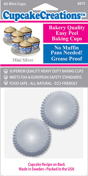 Silver Solid Baking Cup Mini 60/pkg
