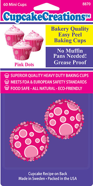 Pink Dots Baking Cups Mini 60/pkg