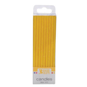 Slim Glitter Yellow Candles 24/pkg