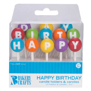 Happy Birthday 3D Round Candle Holder Set
