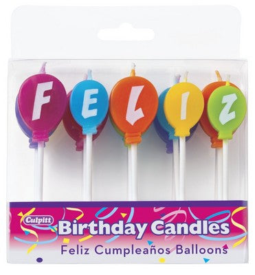 Feliz Cumpleanos Balloons Candle Set