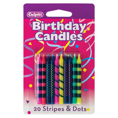 Bright Dots and Stripes Candles 20/pkg