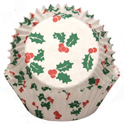 Christmas Holly Design Baking Cups