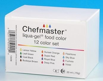 Chefmaster Liqua-gel Food Coloring 12 Color Kit