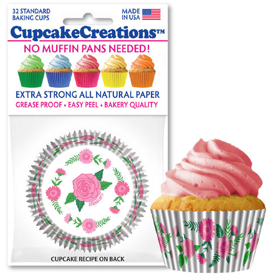 Baking Cups - Pink Flowers Design