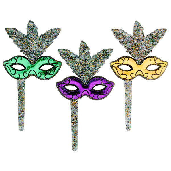 Mardi Gras Glitter Mask Cupcake Picks