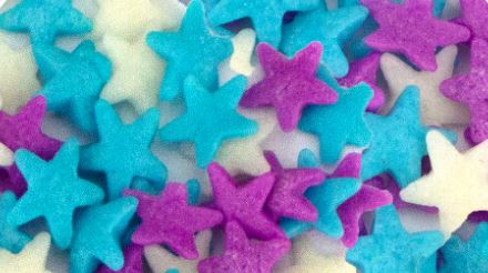 Edible Star Shapes Mix - Light Blue, Purple, White