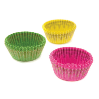Asst Color w/Gold Design Mini Baking Cups 70/pkg