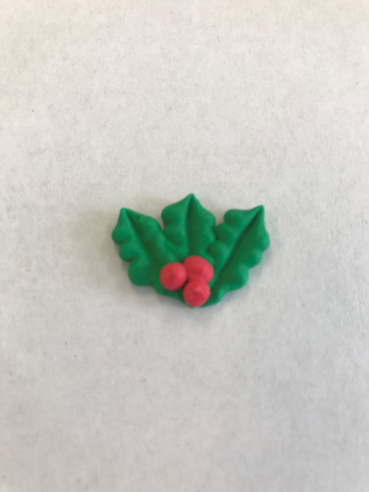 Royal Icing Holly Leaves with Berries