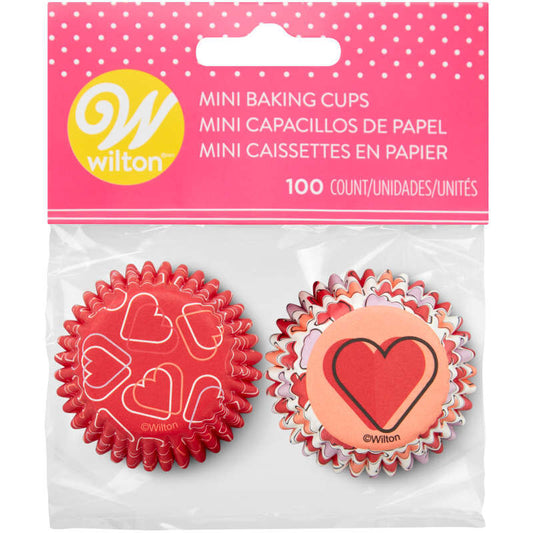 Mini Red and Pink Hearts Baking Cups