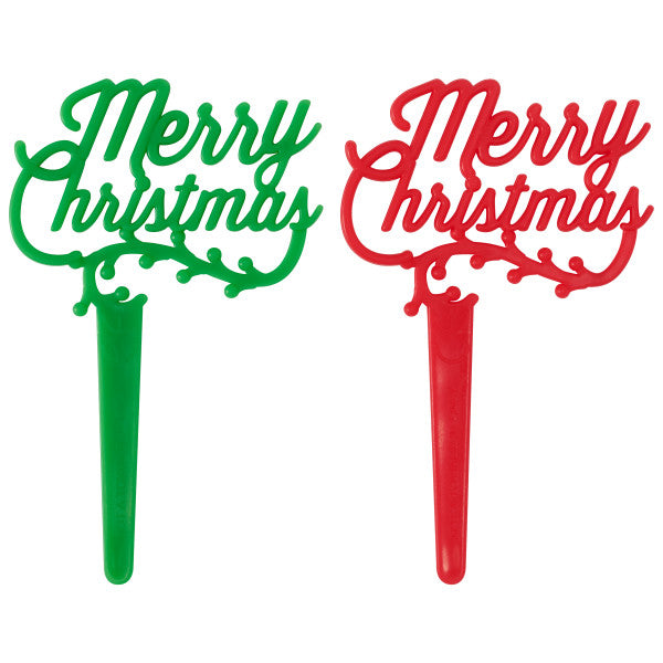Merry Christmas with Holly Cupcake Picks