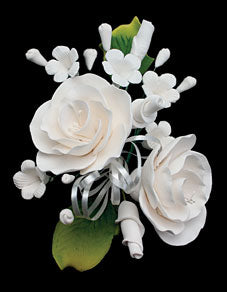 Dog Rose Spray Gum Paste Flowers in lavender, peach, pink, and white, measuring 6 inches, ideal for elegant cake decoration.