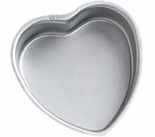 A heart-shaped cake pan with a smooth interior, perfect for creating 2-inch deep heart-shaped cakes for weddings, showers, and other celebrations.